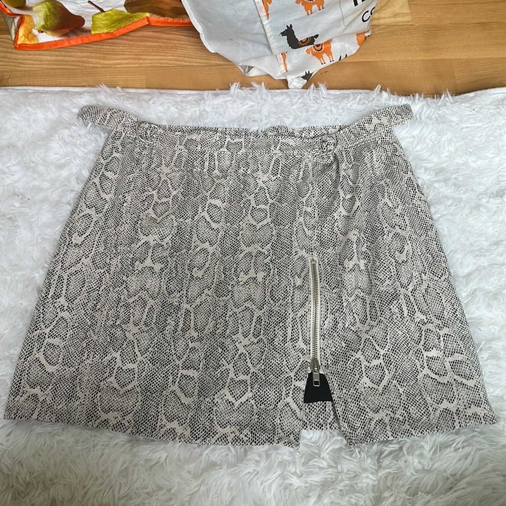 Free People Skirts | Free People - Snake Skin Print Midnight Magic Buckle Zipper